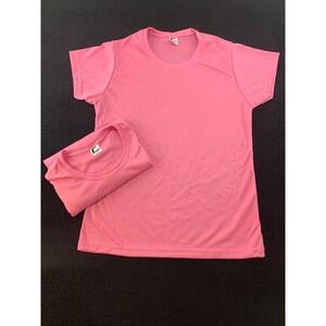 Lot of 2 C2 Sport Pink Athletic‎ T-Shirt Short Sleeve Crew Neck Ladies Size S